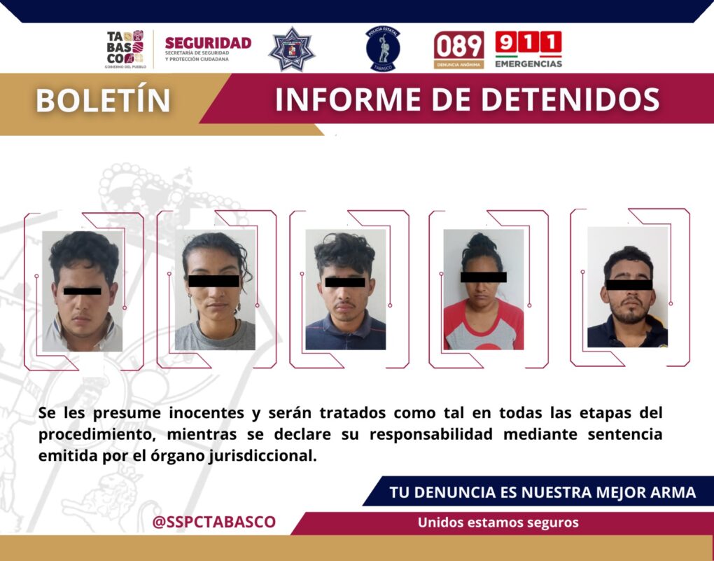Caen en Cunduacán cinco narcomenudistas, tres hombres y dos mujers, con droga y narcomanta…