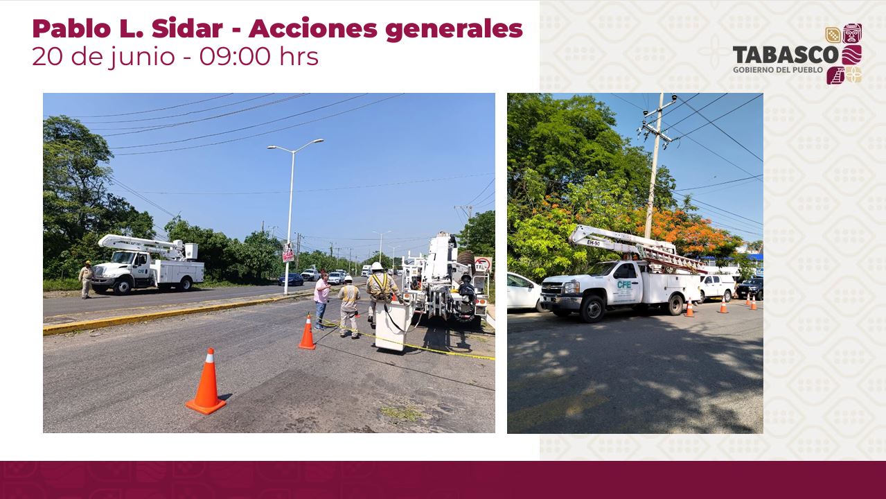 Avanza al 98% restablecimiento del servicio eléctrico en Tabasco tras afectaciones por lluvias y falla regional