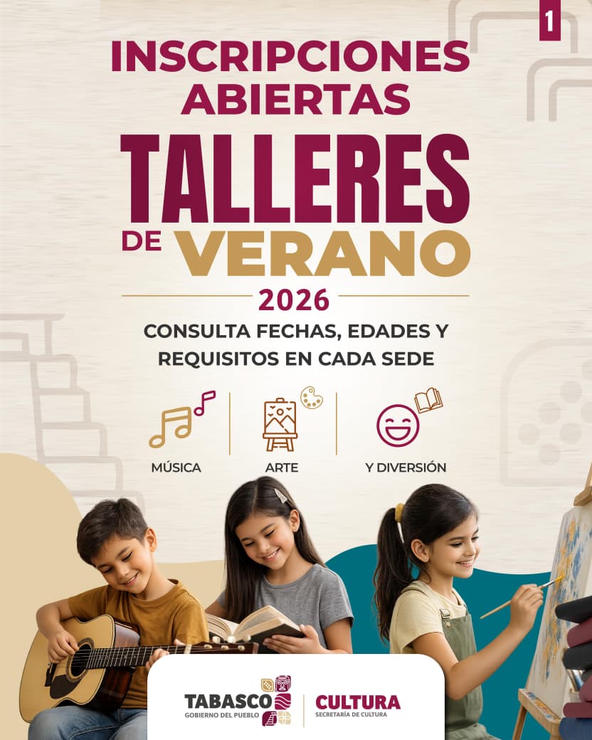 Abre Secretaría de Cultura inscripciones para Talleres de Verano 2026; impulsan arte, ciencia y aprendizaje para niñas, niños y jóvenes