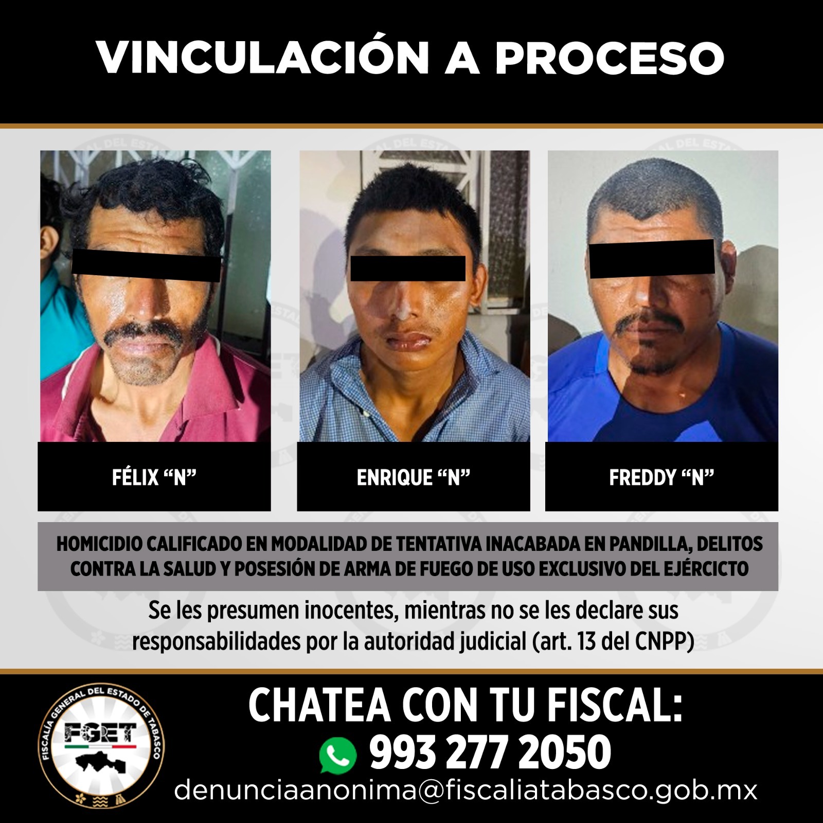 FGET logra vinculación a proceso contra ocho personas por hechos donde murió un agente de la PDI en Jonuta