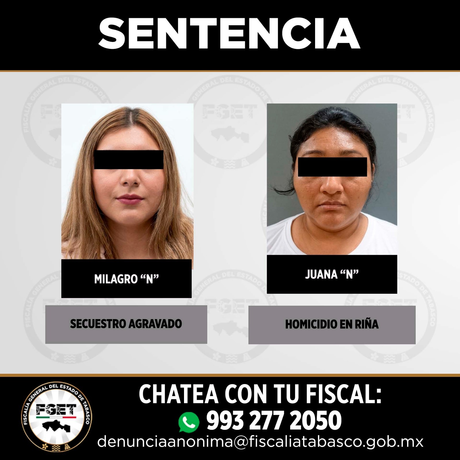 FGET obtiene sentencias de 37 y 5 años de prisión contra dos mujeres por secuestro&hellip;
