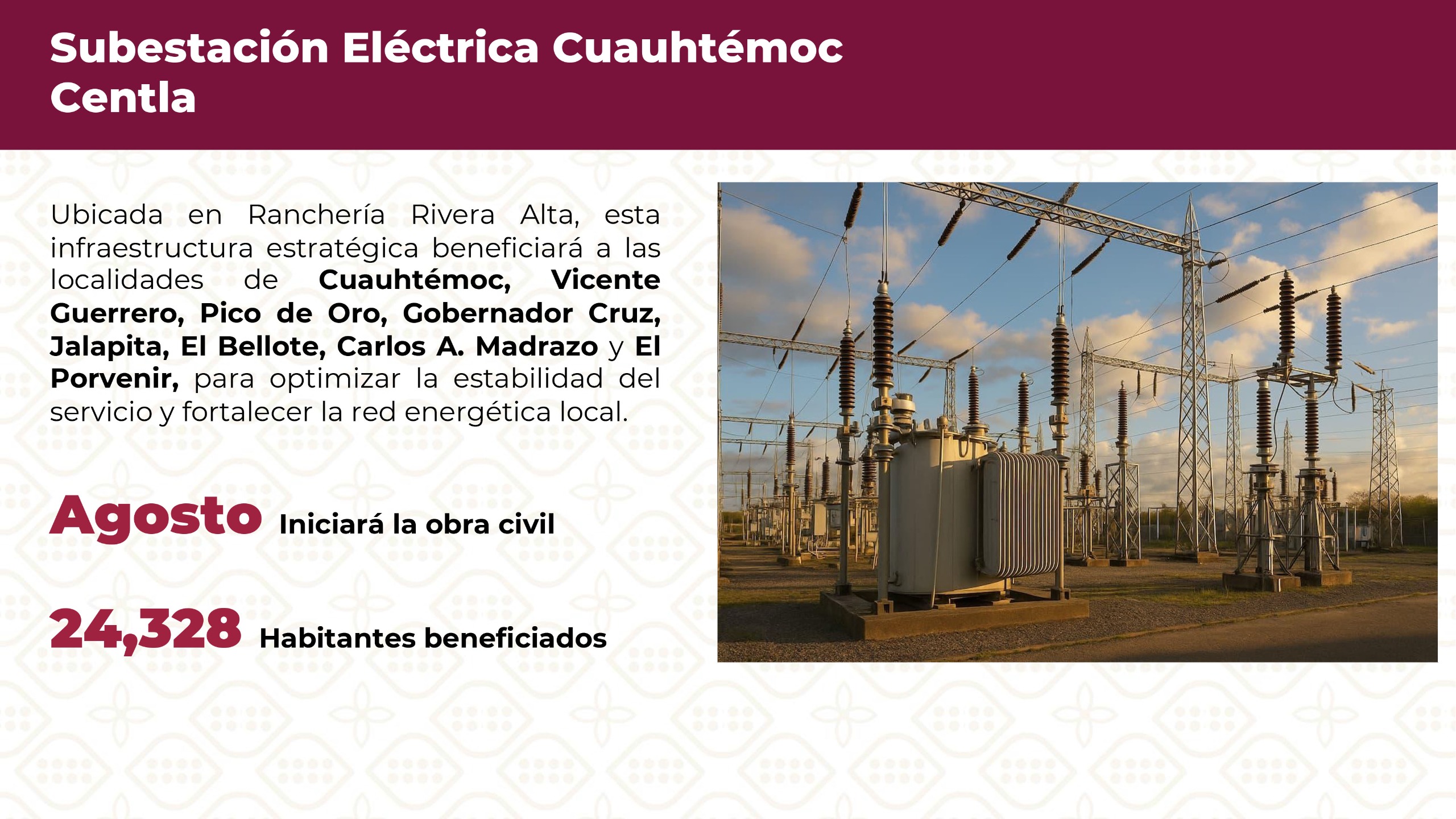 Nueva subestación eléctrica en Centla beneficiará a más de 24 mil habitantes; iniciará construcción en agosto
