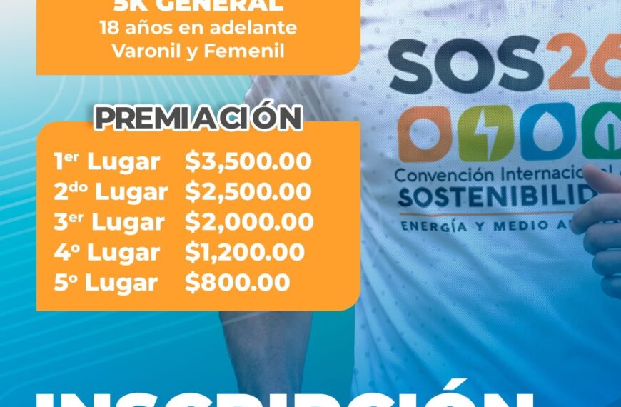 Invitan a la Carrera Atlética SOS26 5K para promover salud y conciencia ambiental
