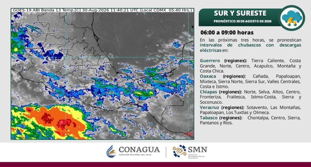 Tabasco tendrá domingo caluroso y con lluvias por la noche