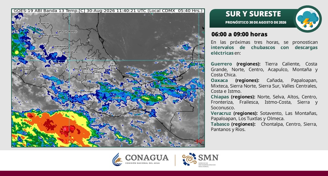Tabasco tendrá domingo caluroso y con lluvias por la noche