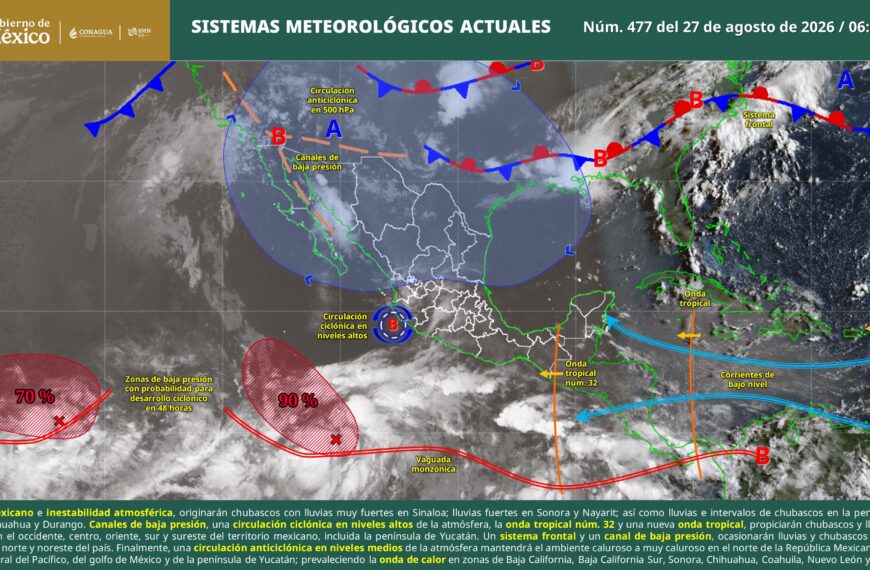 Tabasco enfrentará lluvias muy fuertes y temperaturas de hasta 40 grados