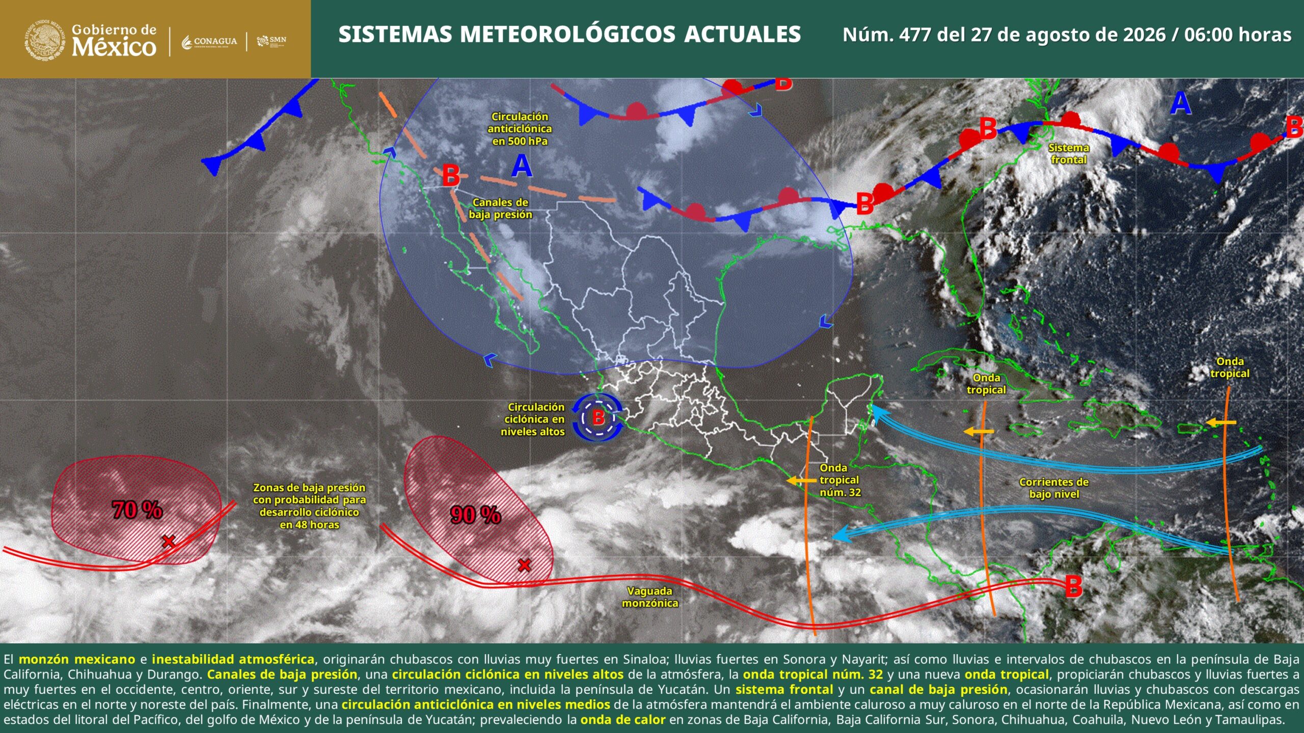 Tabasco enfrentará lluvias muy fuertes y temperaturas de hasta 40 grados