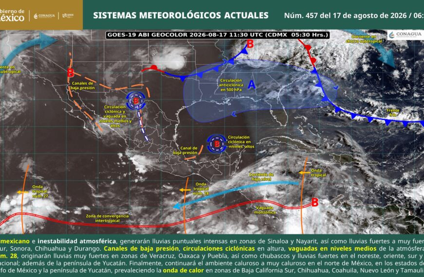 Villahermosa inicia la semana con lluvia ligera y temperatura de hasta 34 grados