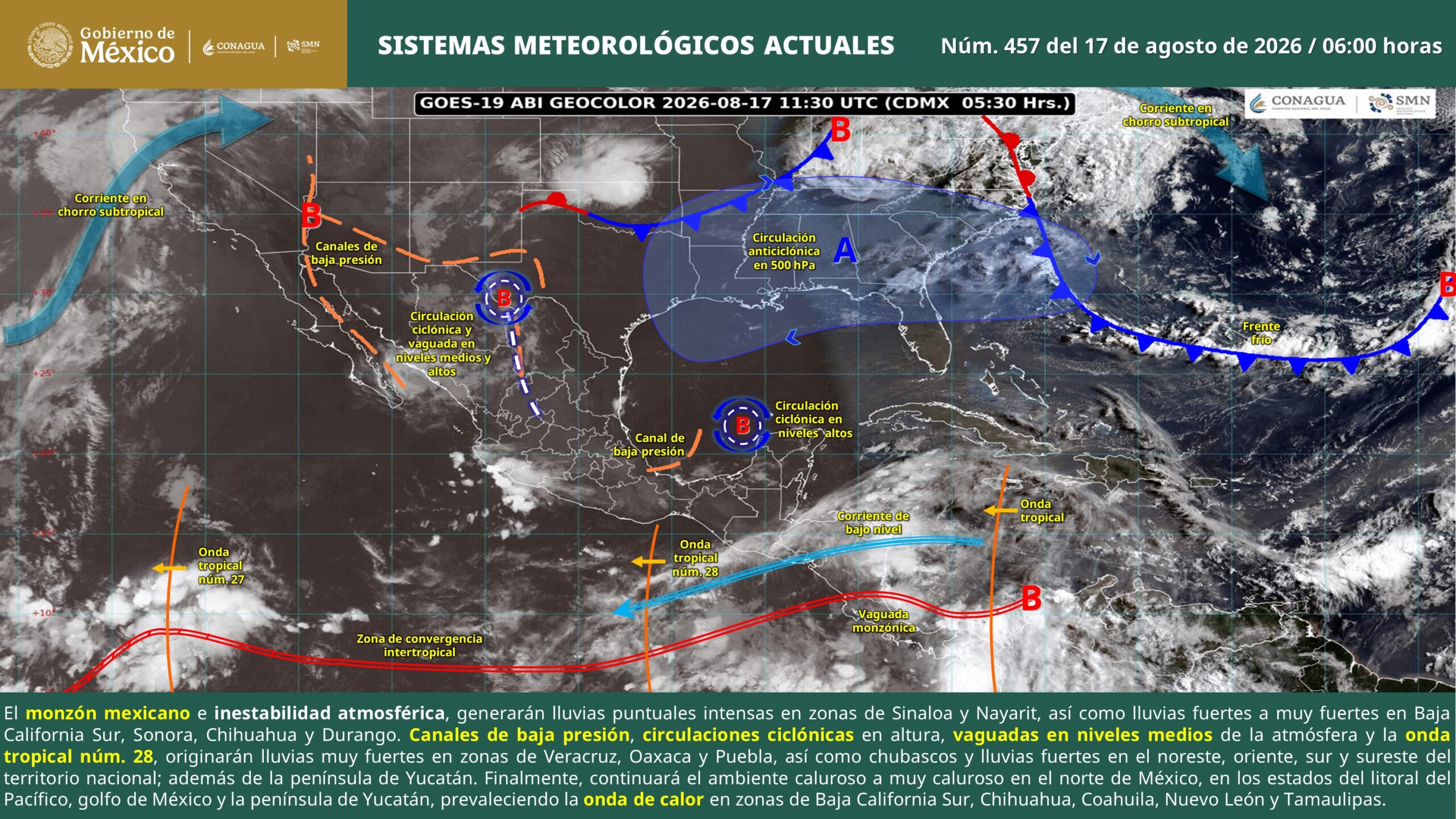 Villahermosa inicia la semana con lluvia ligera y temperatura de hasta 34 grados