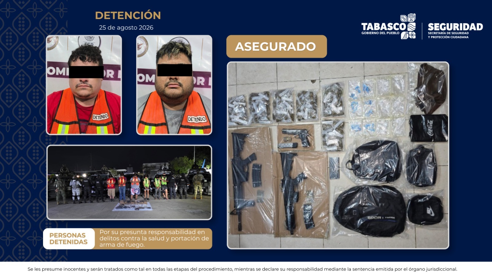 Detienen a seis generadores de violencia en operativo de FIRT-Olmeca en Villahermosa, entre ellos, “El…