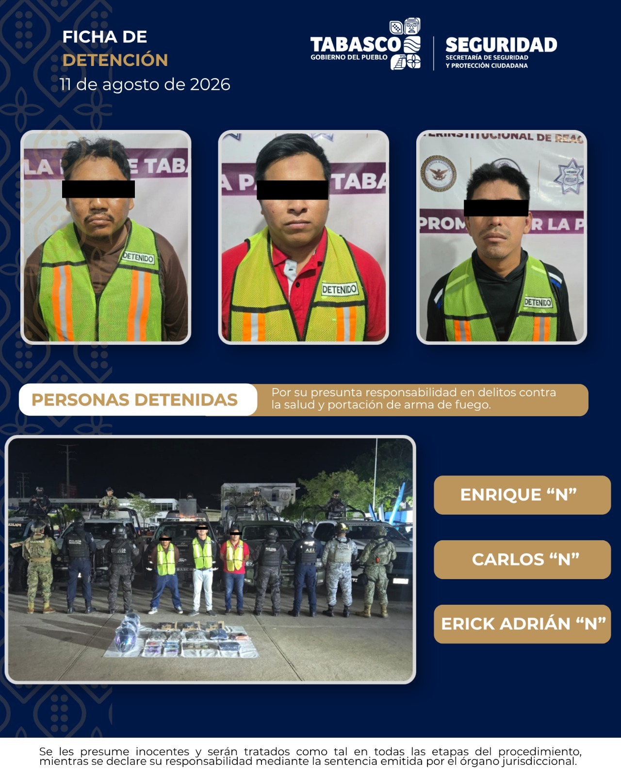 Detienen a tres ladrones de cuentahabiente en Villahermosa y tentativa de homicidio en Cárdenas…