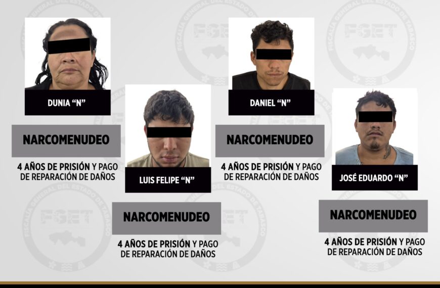 Condenan a siete personas por extorsión y narcomenudeo en Tabasco