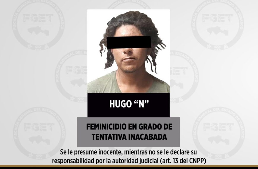 Fiscalía de Tabasco busca vincular a proceso a hombre por tentativa de feminicidio