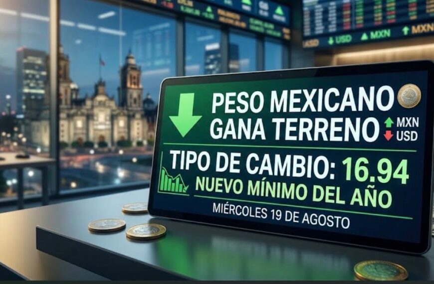 Peso mexicano rompe la barrera de las 17 unidades por dólar por primera vez desde 2024