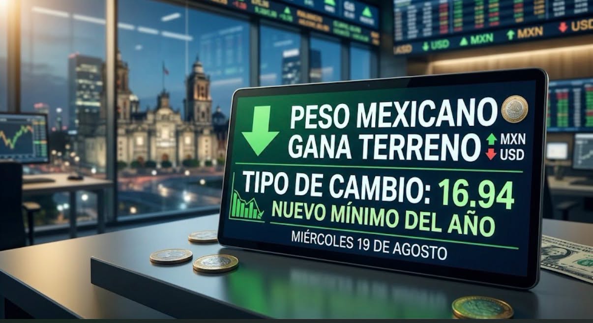 Peso mexicano rompe la barrera de las 17 unidades por dólar por primera vez desde 2024