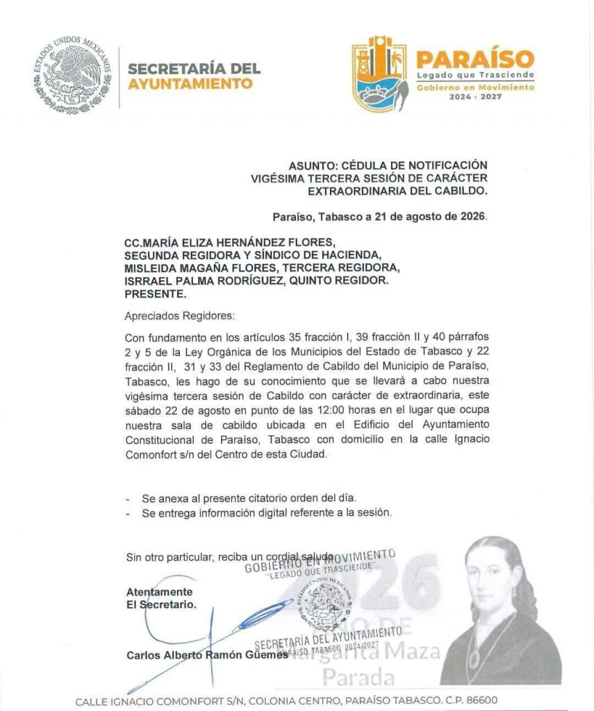 Cabildo de Paraíso sesionará en medio de investigaciones del Operativo Enjambre