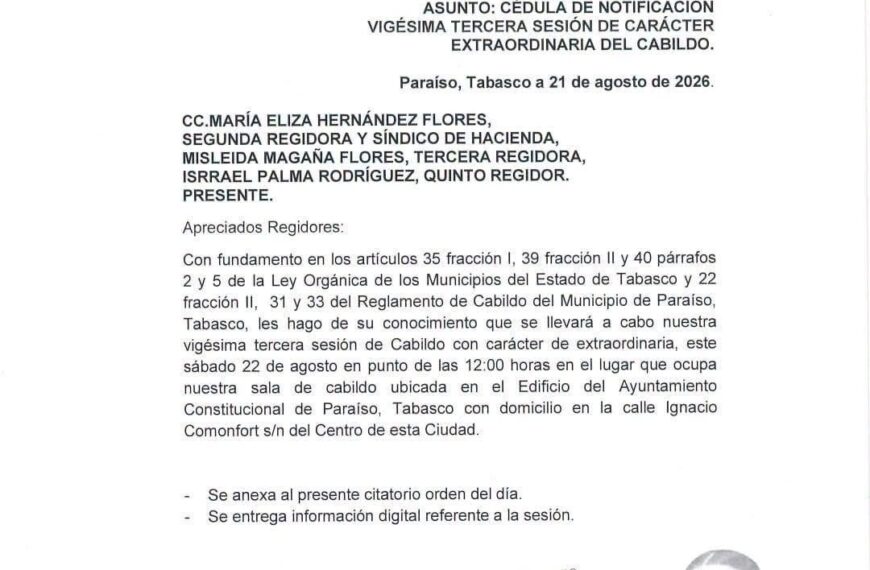Cabildo de Paraíso sesionará en medio de investigaciones del Operativo Enjambre