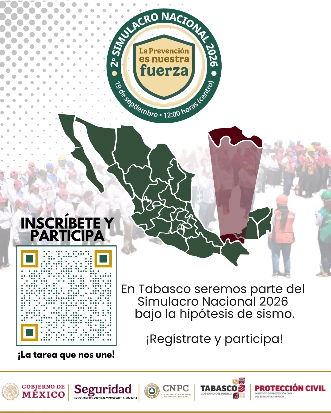 Tabasco suma más de mil inscritos al Segundo Simulacro Nacional 2026
