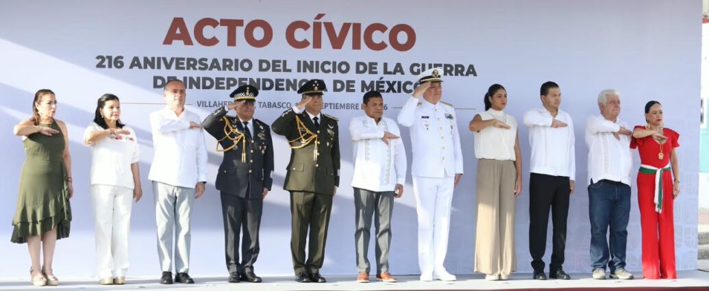 Conmemoran en Villahermosa el 216 aniversario del inicio de la Independencia de México