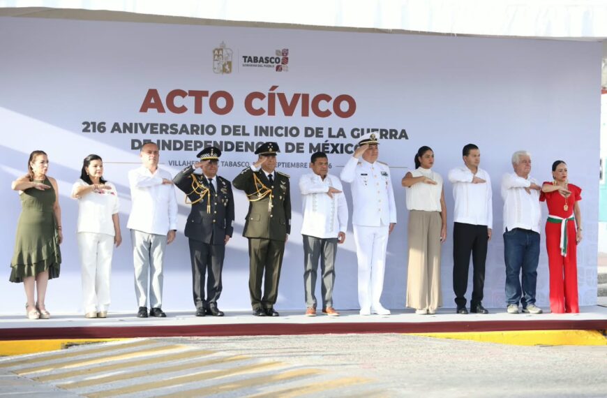 Conmemoran en Villahermosa el 216 aniversario del inicio de la Independencia de México