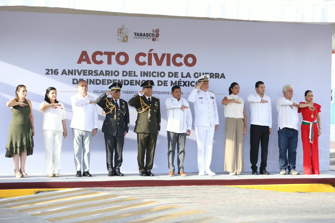 Conmemoran en Villahermosa el 216 aniversario del inicio de la Independencia de México