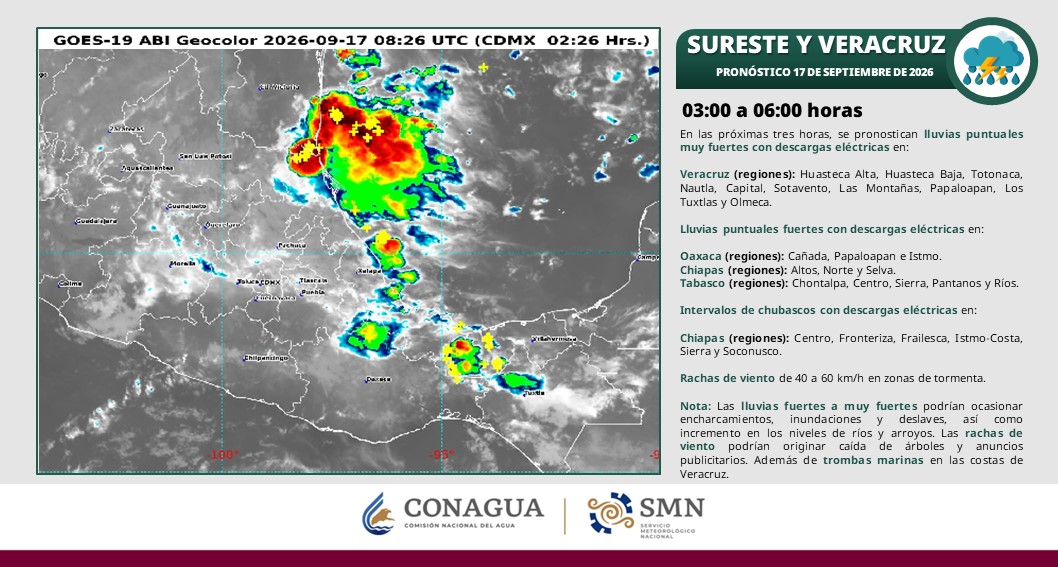 Pronostican lluvias intensas y ambiente bochornoso para Tabasco este jueves