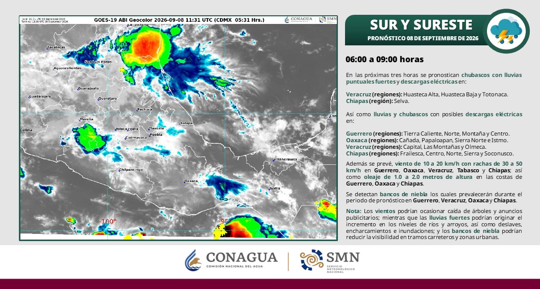 Onda tropical 37 provocará lluvias muy fuertes en Tabasco este martes
