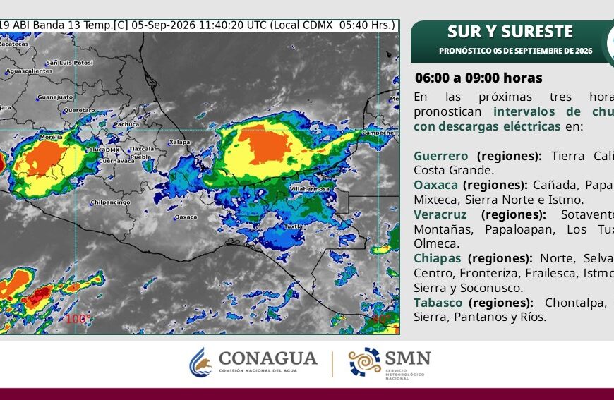 Prevén calor intenso, lluvias y tormentas para Villahermosa este sábado