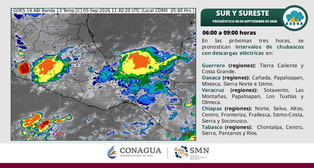 Prevén calor intenso, lluvias y tormentas para Villahermosa este sábado
