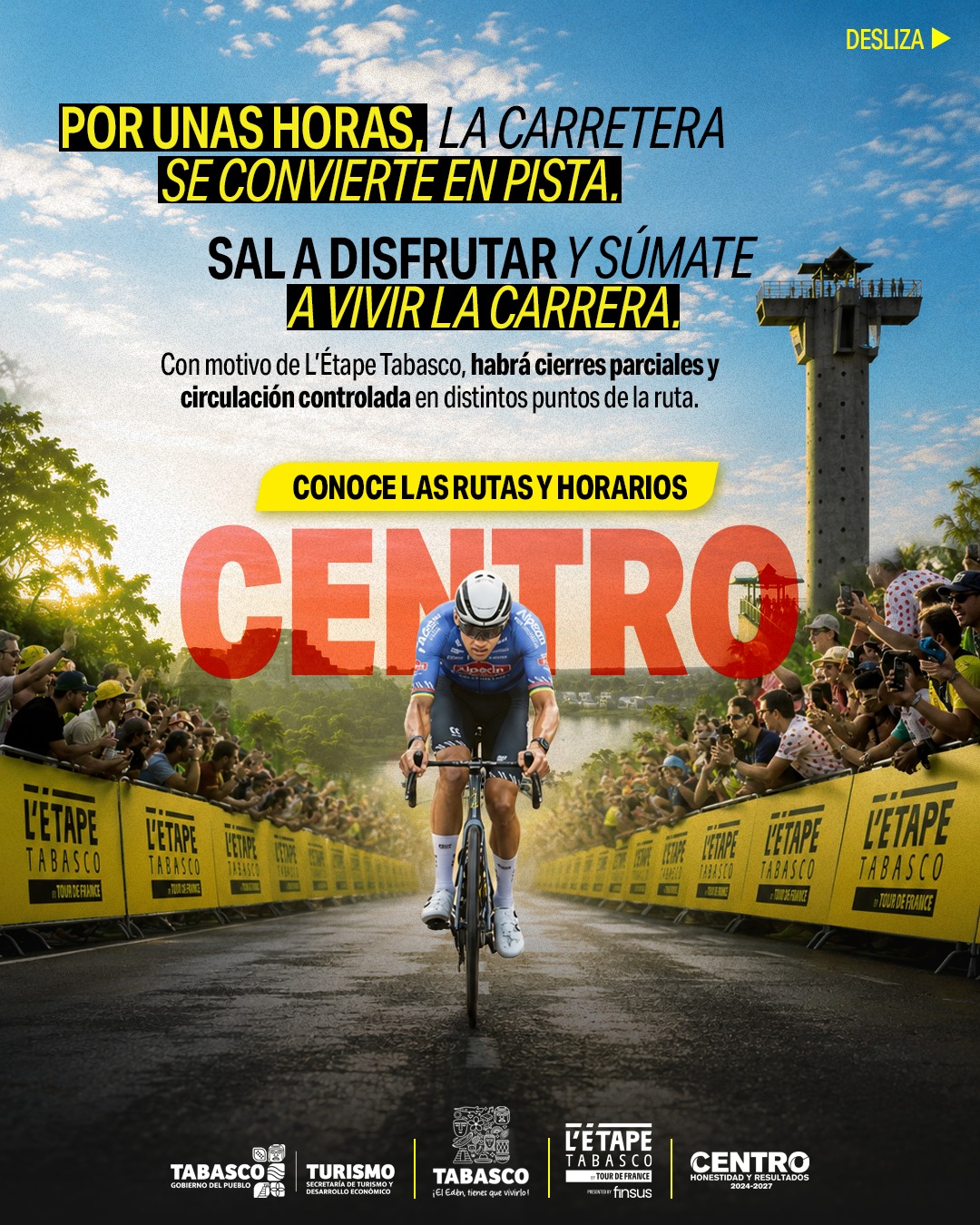 Habrá cierres viales este domingo por L’Étape by Tour de France en Tabasco
