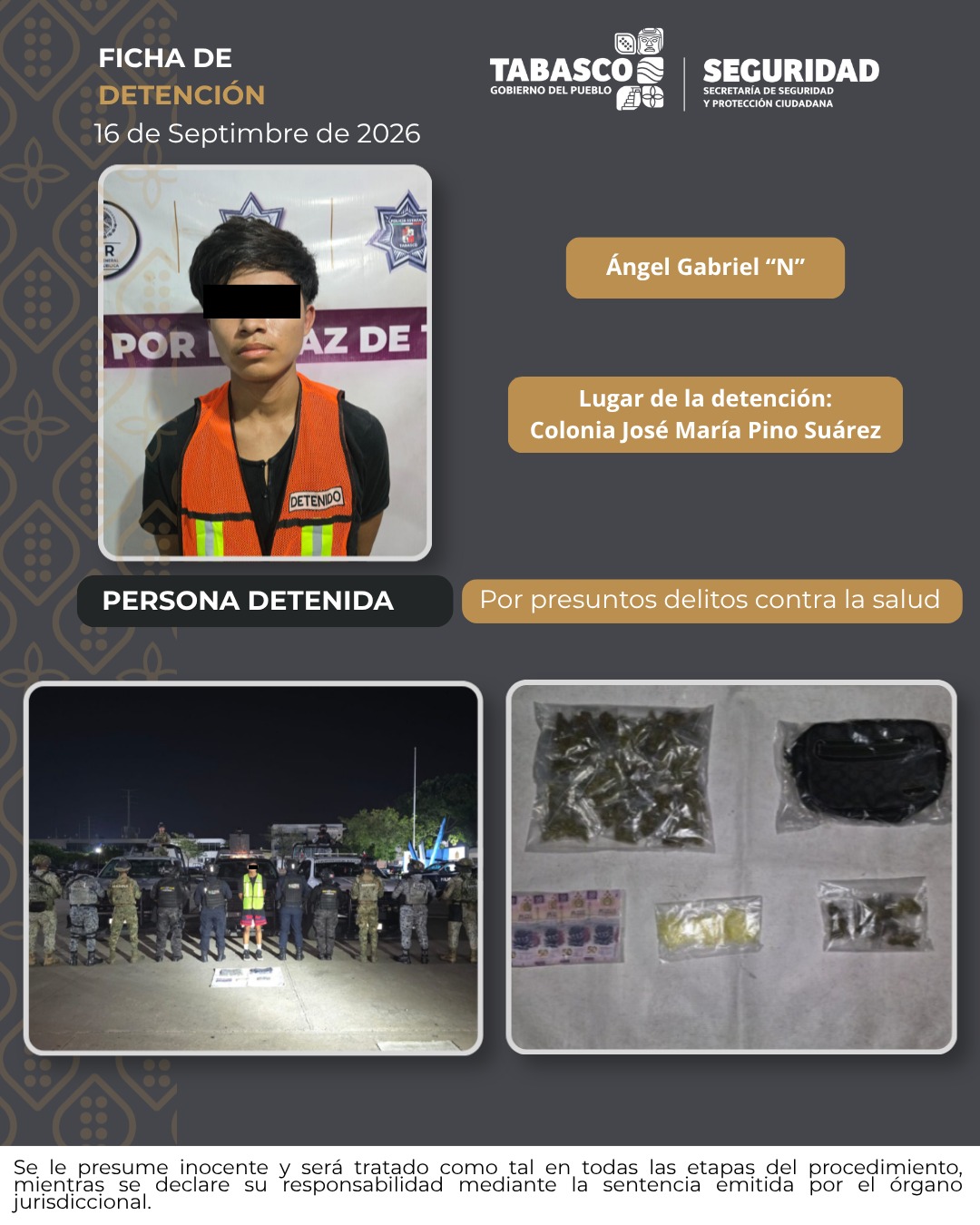 Detienen a hombre por presunto narcomenudeo en Centro
