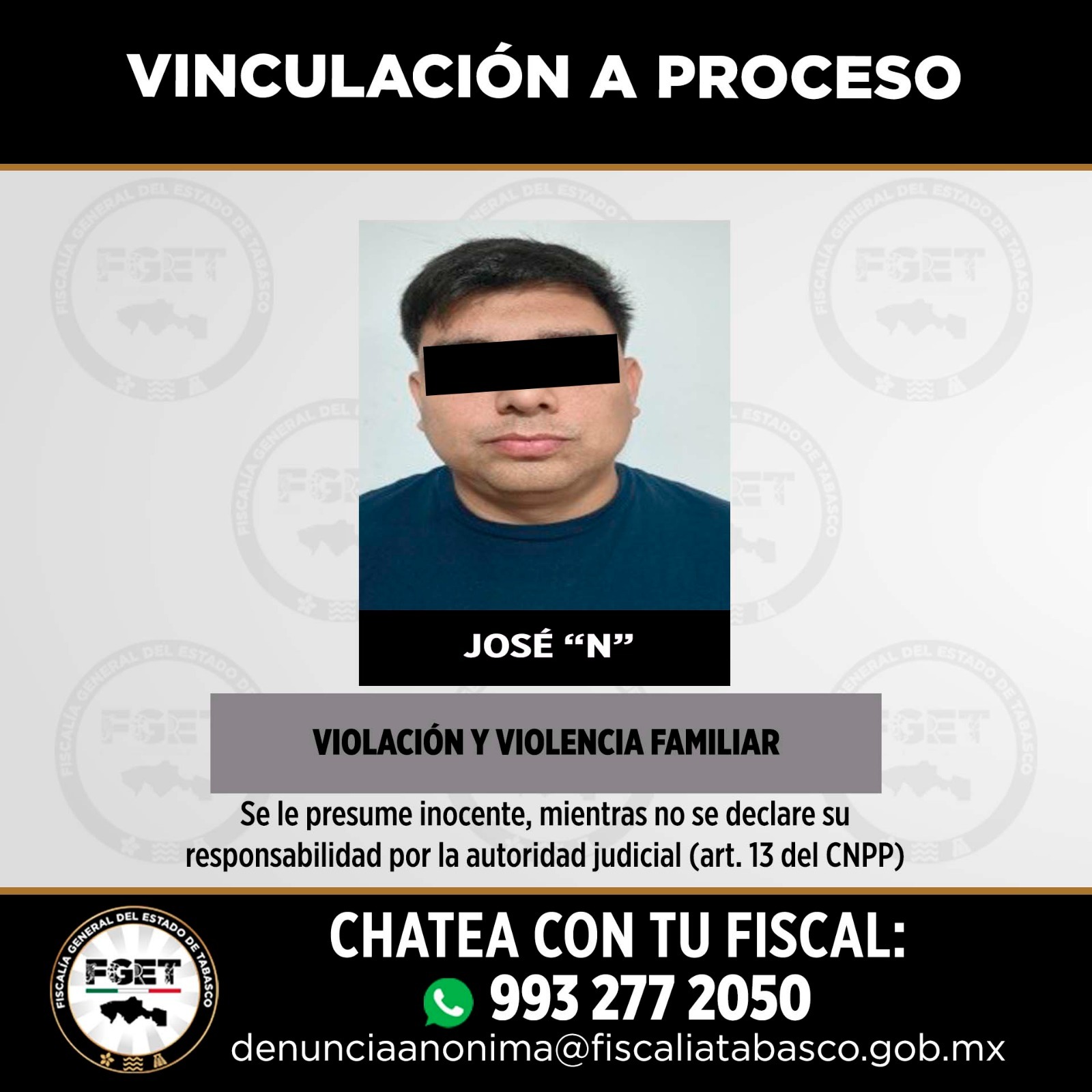 FGET logra tres vinculaciones a proceso por homicidio, feminicidio en grado de tentativa y violación