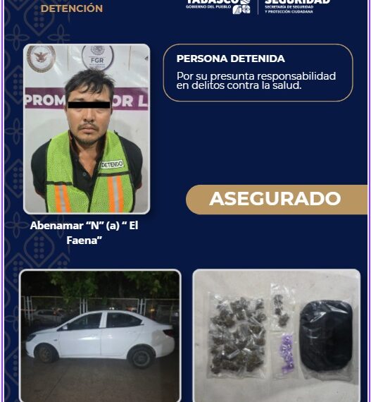 Detienen en Macuspana a presunto implicado en delitos contra la salud