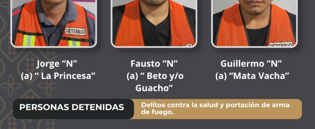 Detienen a tres personas con presuntas drogas y un arma en Centro