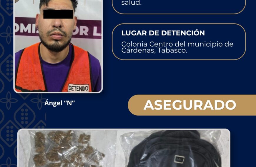 Detienen a “El Flaco” con presunta marihuana y cristal en Cárdenas