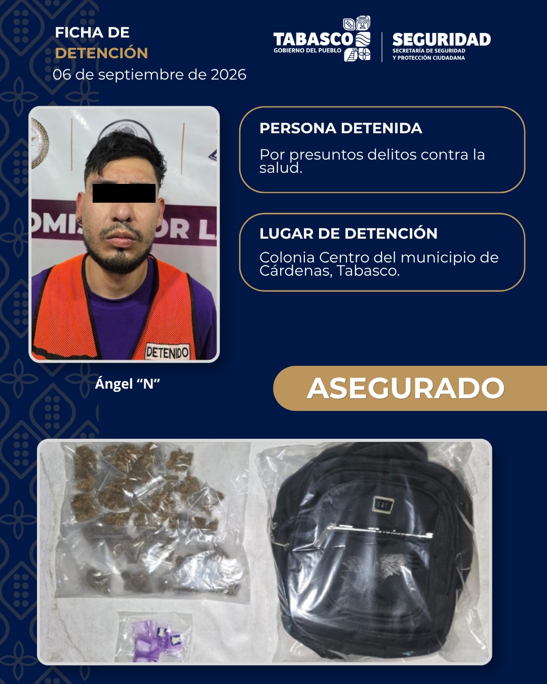 Detienen a “El Flaco” con presunta marihuana y cristal en Cárdenas