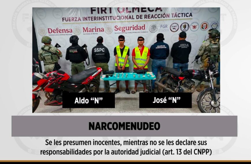Vinculan a proceso a tres hombres por homicidio y narcomenudeo en Tabasco