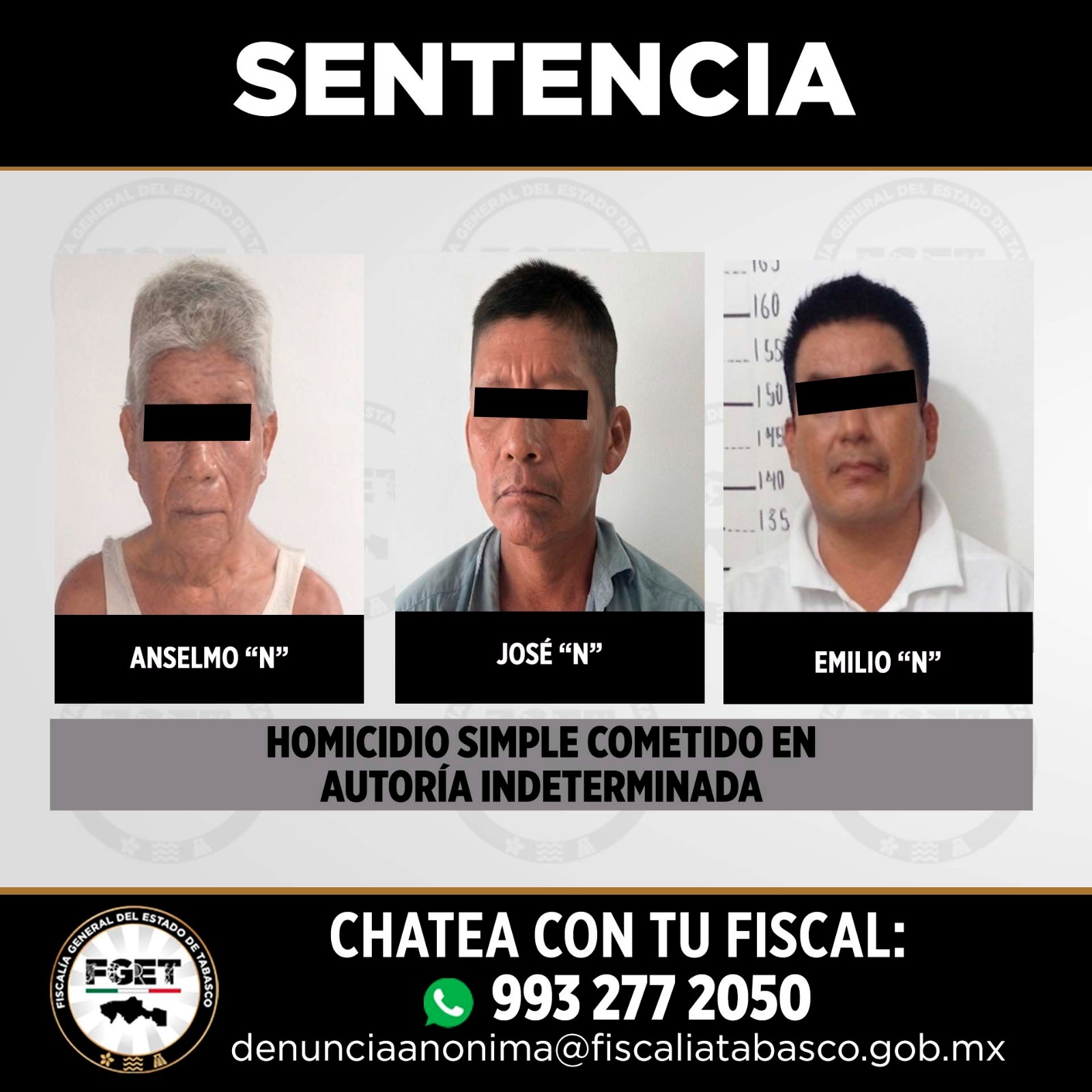 Dictan hasta 15 años de prisión por homicidios en Tenosique y Macuspana