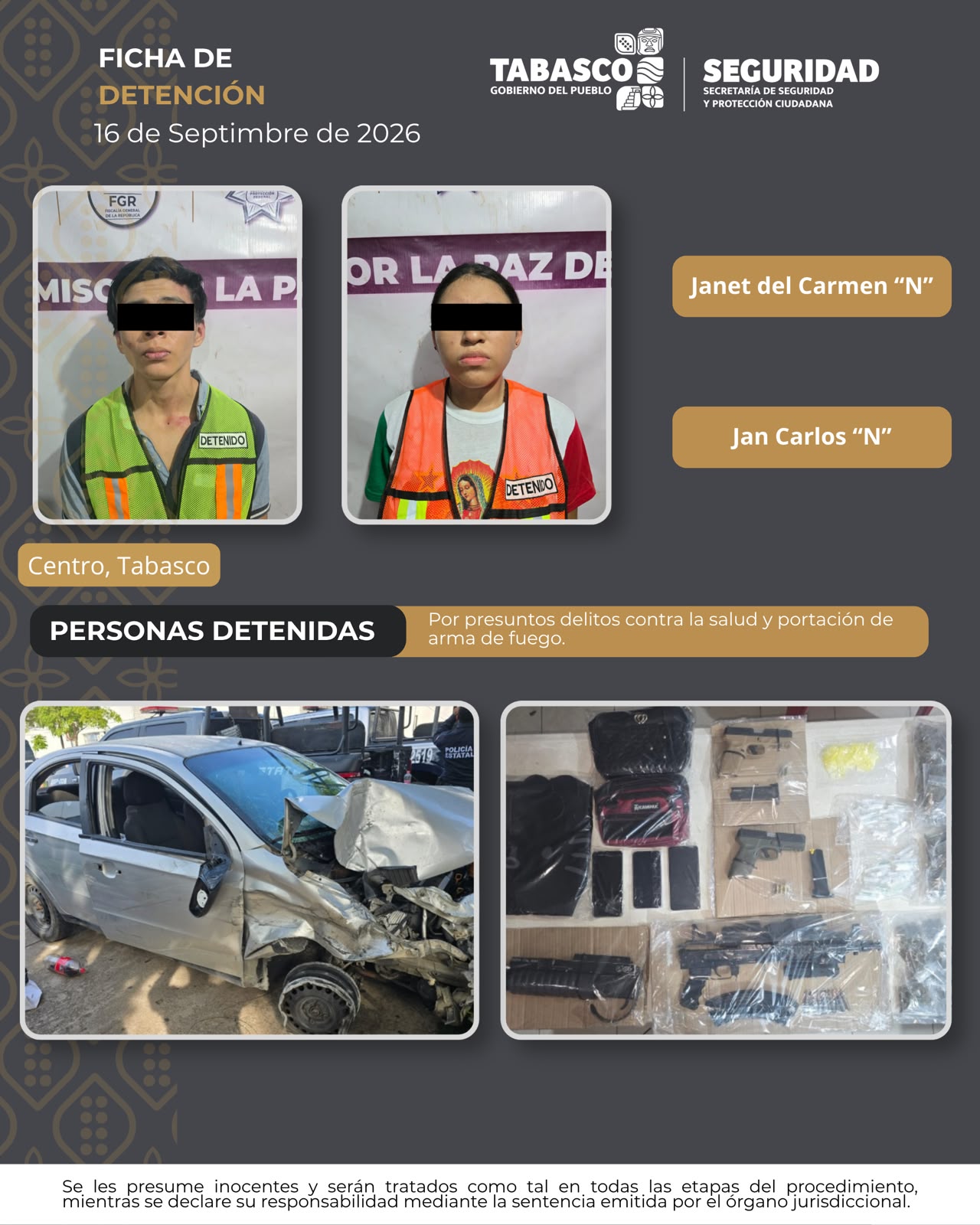 Detienen a tres presuntos integrantes de célula delictiva tras enfrentamiento en Centro