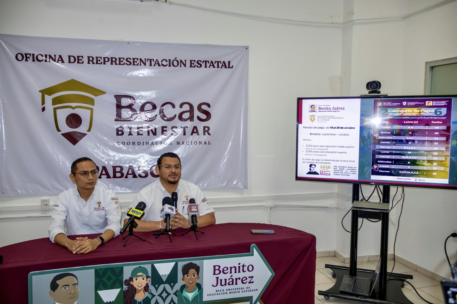 Más de 80 mil estudiantes en Tabasco recibirán becas en octubre