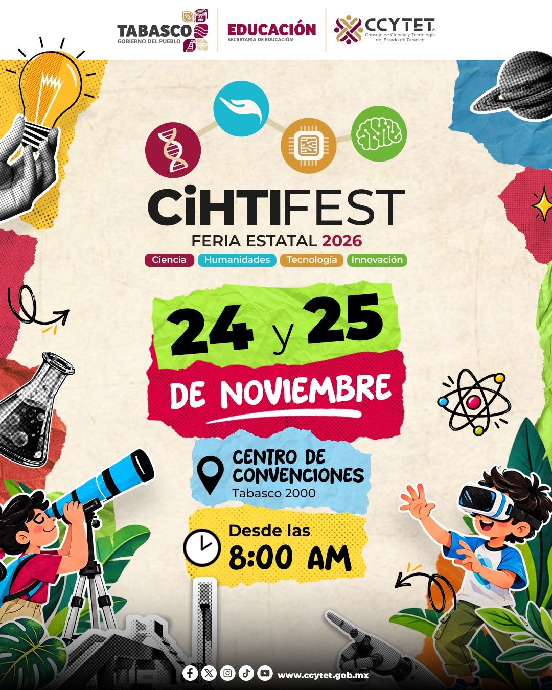 Anuncian CiHTI FEST 2026; acercarán la ciencia y tecnología a las familias tabasqueñas