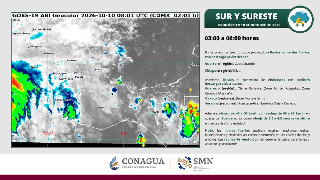 Pronostican lluvias intensas de hasta 150 milímetros en Tabasco este sábado