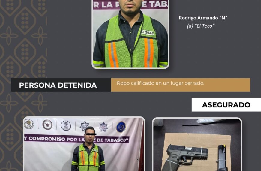 Detienen a “El Teco” por robo calificado en Centro
