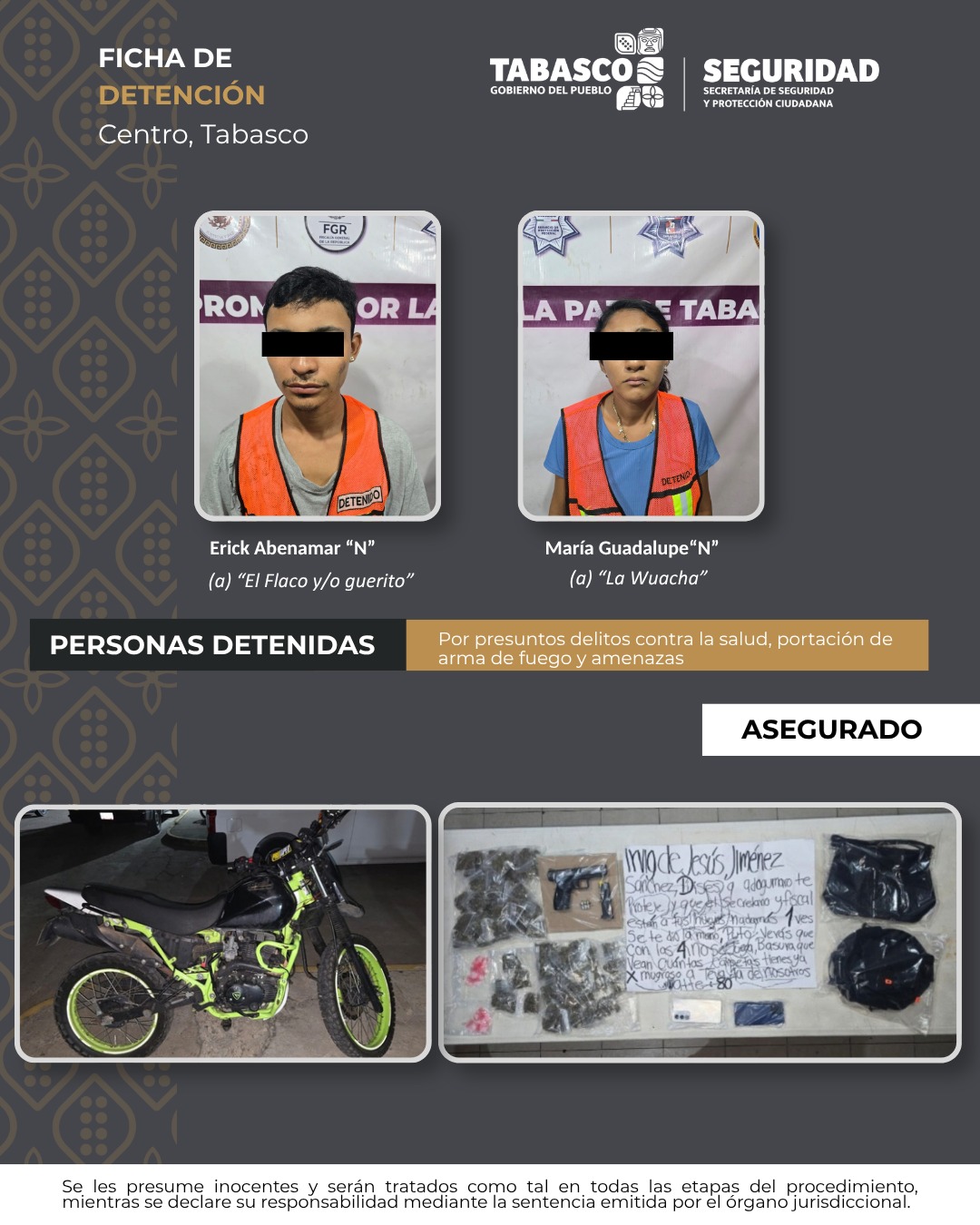 Detienen a “La Wuacha” y “El Flaco” durante operativo en Centro