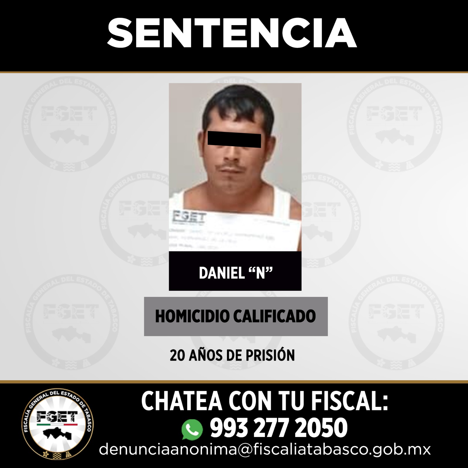 Obtiene FGET cuatro sentencias condenatorias en Tabasco