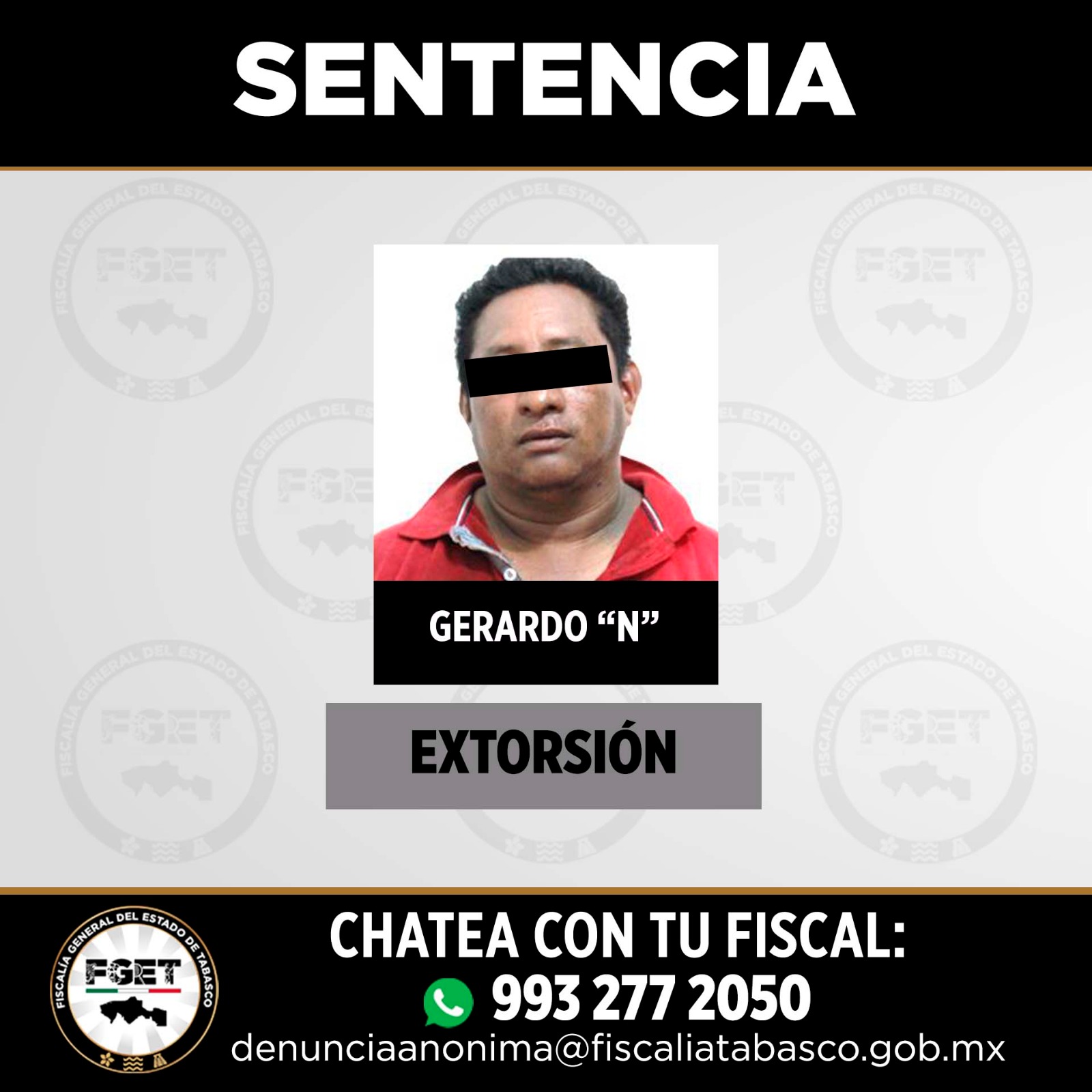 Dan 10 años de prisión por extorsión en Tabasco