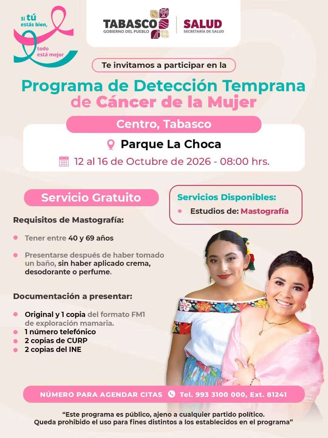 Ofrecerán mastografías gratuitas del 12 al 16 de octubre en el Parque La Choca