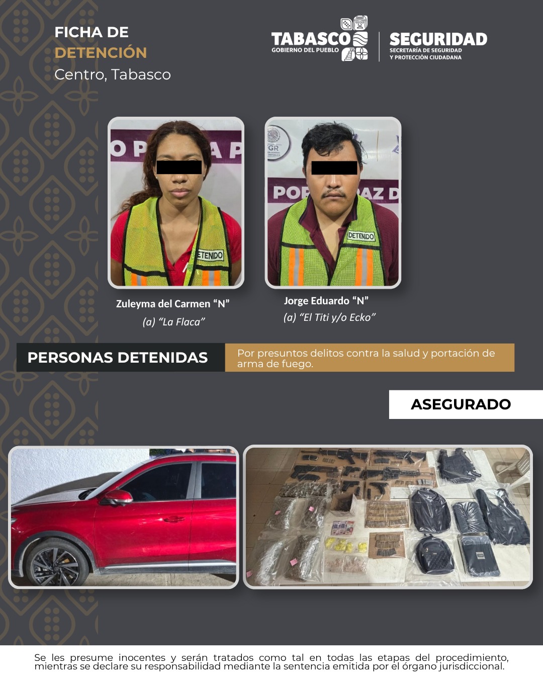 Detienen a “La Flaca” y “El Titi” con armas, drogas y una camioneta robada en Centro