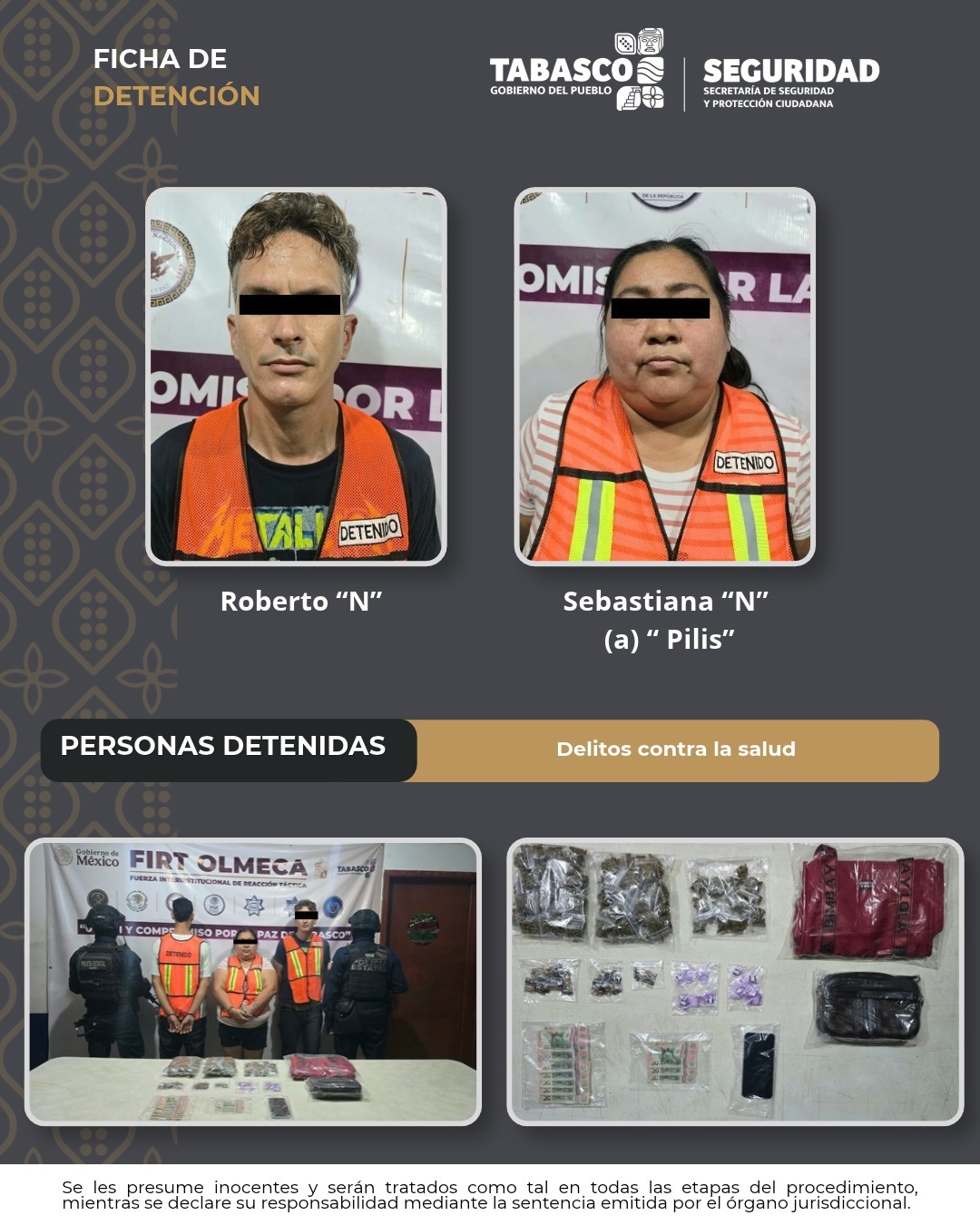 Detienen a tres personas por presuntos delitos contra la salud en el Centro de Villahermosa