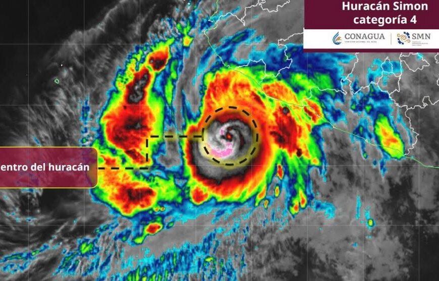 Huracán Simon alcanza categoría 4; reportan vientos de 220 km/h